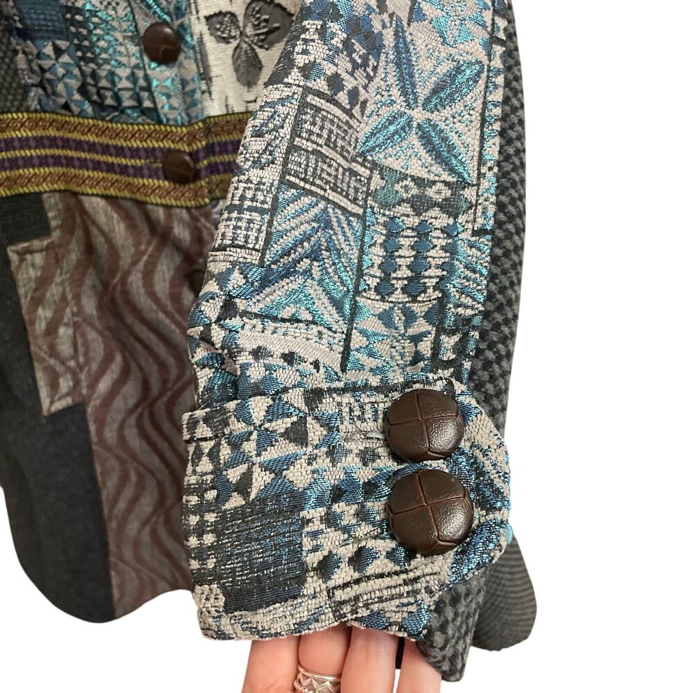 Papillon Mixed Print Button Front Coat Multicolor… - image 4